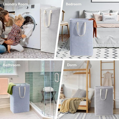 Lifewit Laundry Basket - 80L Collapsible Hamper with Reinforced Handles | Waterproof Design in Grey & Blue