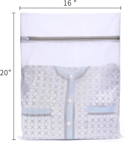 Muchfun Durable Fine Mesh Laundry Bags - 3 Pcs for Delicates | 16 x 20 Inches (Large)