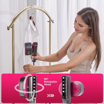 Glewbee Travel Steamer for Clothes, 1200W Portable Steamer & Iron 2 in 1, Handheld Garment Steamer with 10s Fast Heatup, 5 Modes LED Touch Display, Large Ceramic Panel & 110ml Tank for Home and Travel