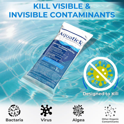 Pro-Grade Chlorine Pool Shock - 68% Cal-Hypo Granular Sanitizer for Crystal Clear Water | 2 x 1lb