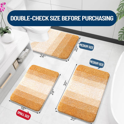 OLANLY Large Bathroom Rugs - Extra Soft Microfiber Mat 44x32 | Quick Dry, Washable, Rubber Backing, Golden Yellow