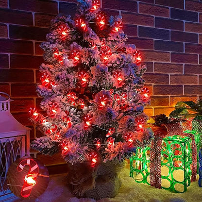 Candy Cane String Lights 26.2 Ft 80LED Remote Battery Xmas Decor Warm White