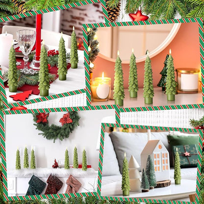 Conelist Light Green 6 Pcs Christmas Tree Candles - 5" Taper Soy Wax Candles