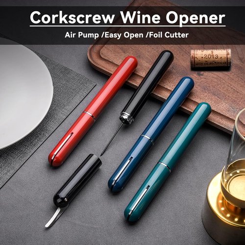 Corkscrew Wine Opener with Foil Cutter Air Pump Wine Bottle Opener Easy-Open Portable Handheld Travel Wine Cork Screw Remover for Wine Lovers