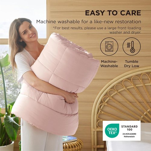 Bedsure Comforter Duvet Insert - Quilted Comforters King Size, All Season Duvet, GentleSoft Down Alternative Bedding, with 8 Tabs, Gifts for Women/Men, Pink, King 90 x 102 Inches