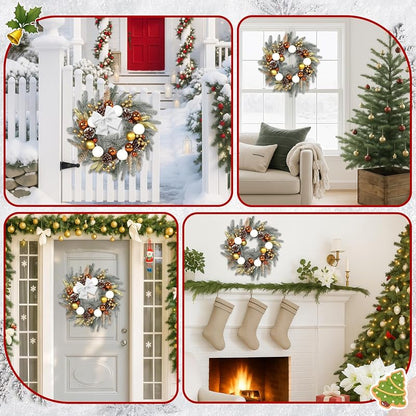20in Christmas Front Door Wreath with Berries, Pine & Pinecones - 3rd Variation