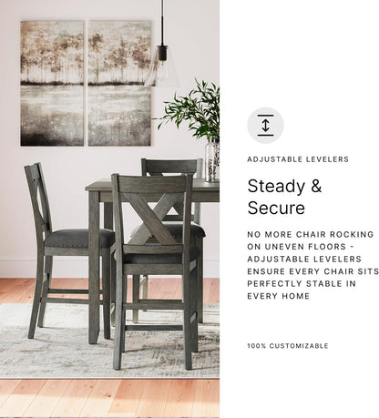 Signature Design by Ashley Caitbrook Casual Dining Table & Upholstered Bar Stools Set - 7 Pieces in Gray