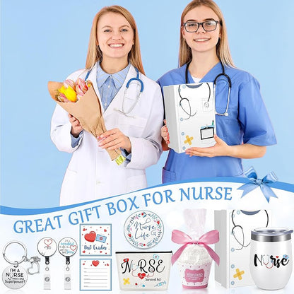 Nurse Gift Set with Tumbler, Keychain, Socks & Makeup Bag – White (Variation: White)