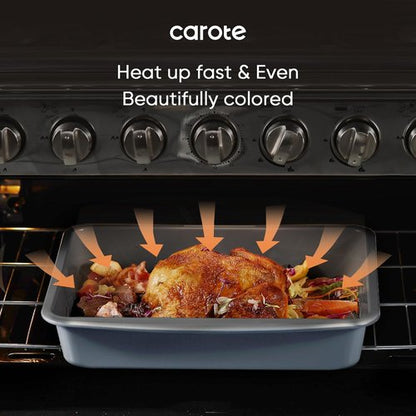 CAROTE 7-Piece Nonstick Bakeware Set - Versatile Baking Pans Including Cookie Sheets, Muffin Pan, & More | Gray & Blue