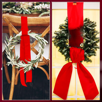 VitalCozy Wreath Sash Set - 4 Pcs Embroidery Blanks for Front Door Decor | Red (4.49" X 56.30")
