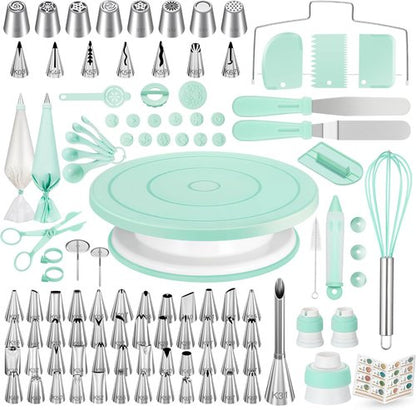 Kootek Cake Decorating Kit - 158PCs Baking Supplies with Turntable, 64 Icing Tips & More