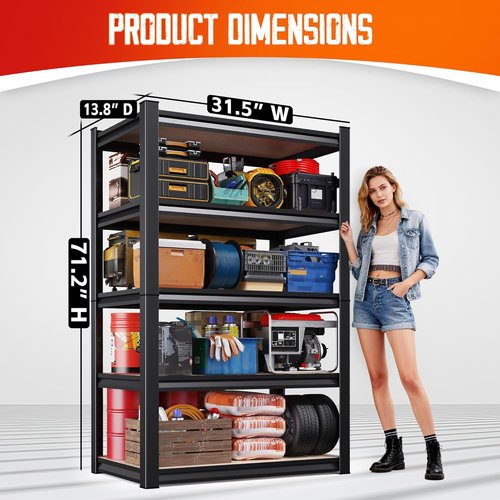 Garage Shelving Set of 3 | 71” Heavy Duty 5-Tier Metal Storage Shelves for Industrial Use