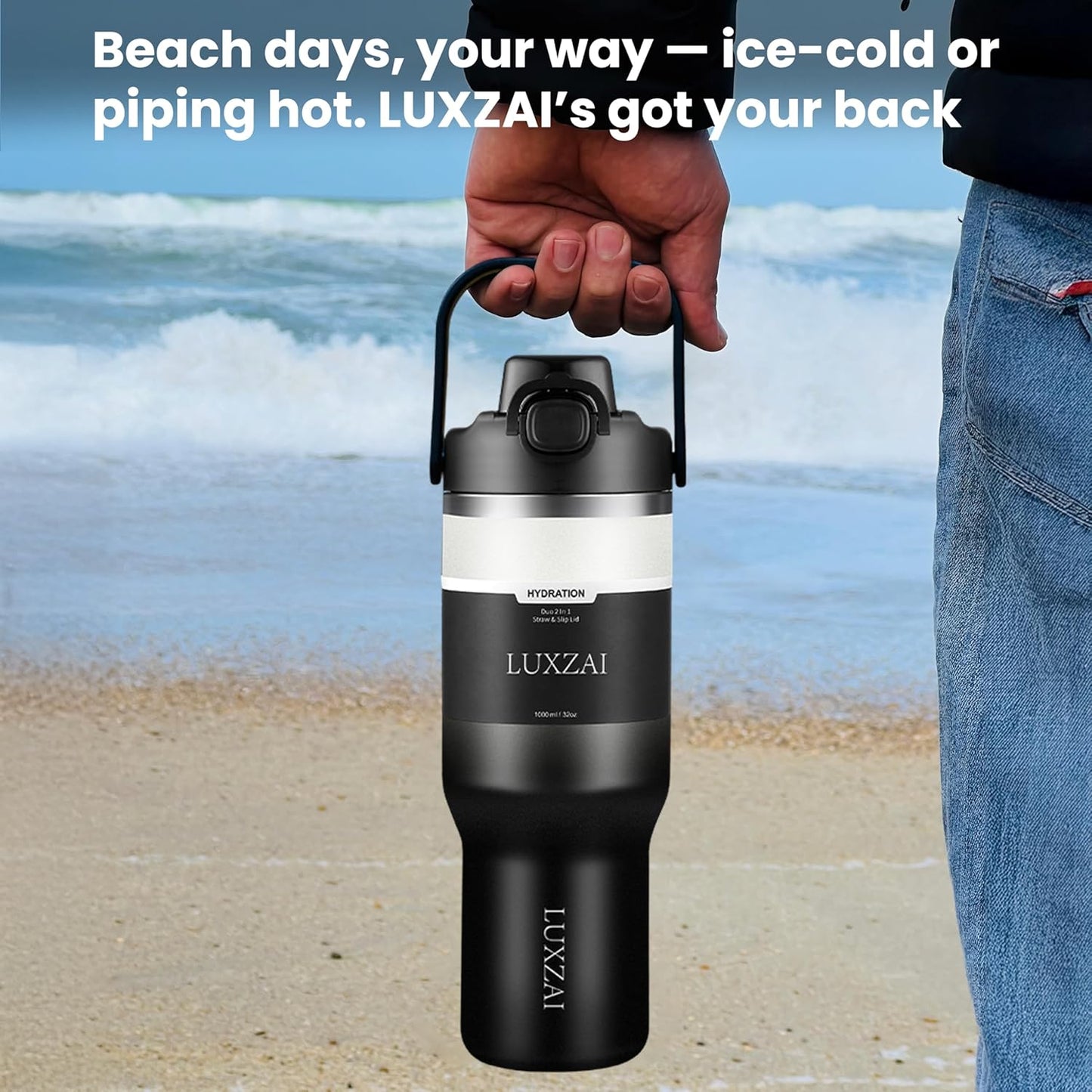 Skiennix 32 oz Insulated Stainless Steel Tumbler - Leak-Proof Travel Mug with 2-in-1 Lid