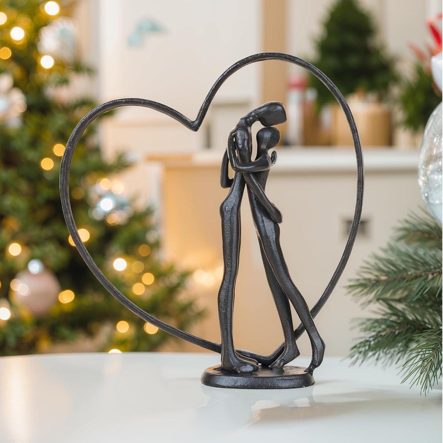 Suruim Iron Couple Statue - Romantic Heart Sculpture Gift for Her | Perfect Anniversary & Valentine's Day Present