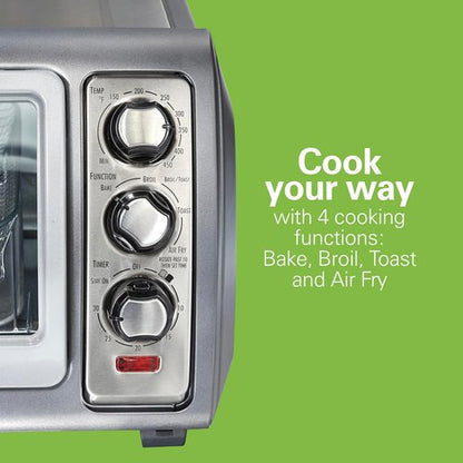 Hamilton Beach Air Fryer Toaster Oven - Large Capacity for 6 Slices or 12” Pizza | 4 Cooking Functions, Stainless Steel