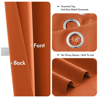 MIULEE Orange Blackout Curtains for Bedroom Living Room 96 Inches Long 2 Panels, Thermal Insulated Room Darkening Fall Drapes Solid Grommet Noise Reduction Light Blocking Window Treatments 40x96 Inch