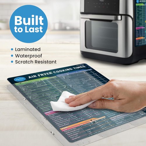 Air Fryer Magnetic Cheat Sheet Set | Easy-to-Use Cooking Guide with Strong Magnet - Black