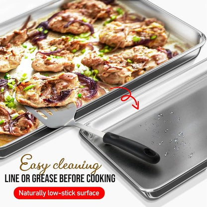 JoyTable Aluminum Baking Sheet Set - Commercial Quality Non-Stick Cookie Sheets | 9 x 13 Inch Size