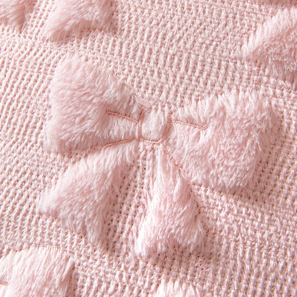MIULEE Light Pink Bow Pillow Covers - Soft Plush Decorative Set of 2 | 18x18 Inch Aesthetic Room Decor