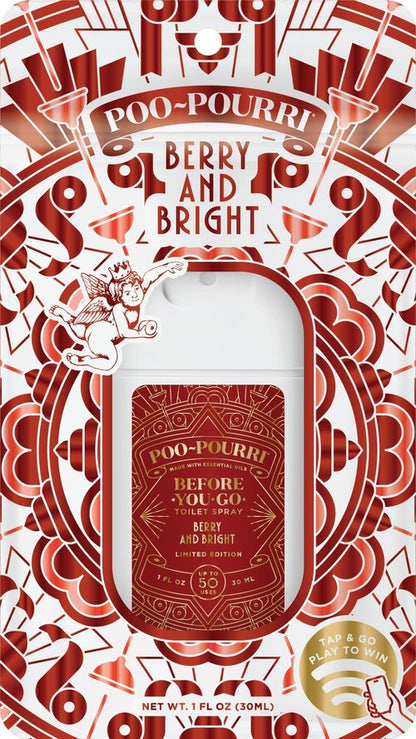 Poo-Pouri Before-You-Go Holiday Pocket Sprayer, Berry and Bright, 1 Fl Oz - Cinnamon, Cranberry and Balsam Fir