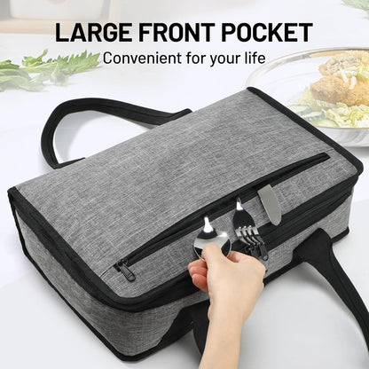 MIER Insulated Casserole Carrier - Thermal Food Bag for Hot or Cold Dishes | Fits 9"x13" Baking Dish, Gray