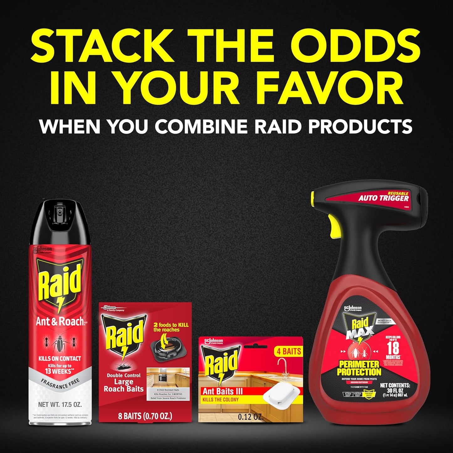 Raid Ant Killer Baits, For Household Use, Kills the Colony, Kills Ants for 3 Months, Child Resistant, 4 Count