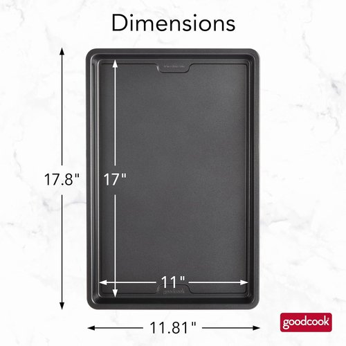 GoodCook PRO Nonstick Baking Sheet Pan - Large 11 x 17-Inch, Scratch-Resistant Carbon Steel, Oven Safe to 480°F, Gray