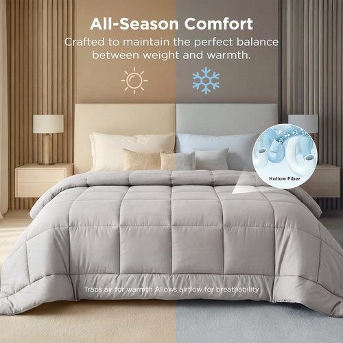Bedsure Comforter Duvet Insert - Oversized King All-Season Quilted Down Alternative Bedding | Light Grey 116 x 98 Inches