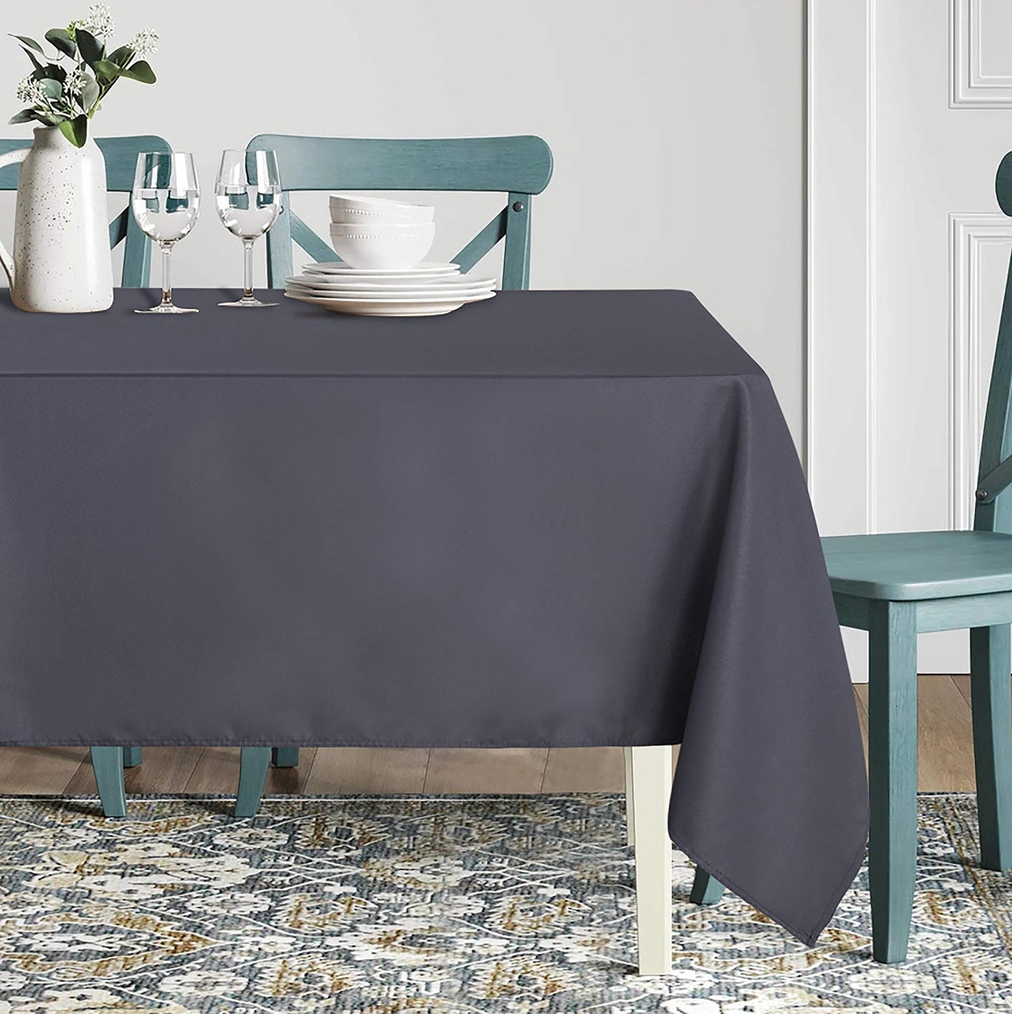 sancua Square Tablecloth - 54 x 54 Inch - Stain and Wrinkle Resistant Washable Polyester Table Cloth, Decorative Fabric Table Cover for Dining Table, Buffet Parties and Camping, Grey