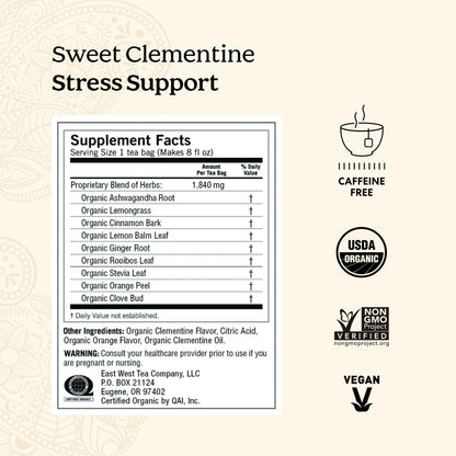 Yogi Tea Sweet Clementine Stress Support Tea, USDA Certified Organic, Non-GMO, 16 Tea Bags per Pack (6 Packs)