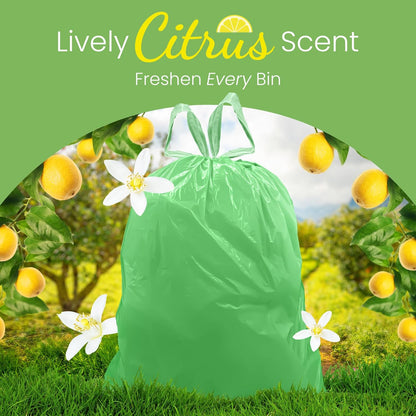 Reli. Drawstring Trash Bags - Citrus Scented 4 Gallon Liners | 50 Count | Ideal for Bathroom Use