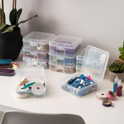 IRIS USA Pencil Case Boxes - 10-Pack Clear Plastic Organizing Containers with Snap Lid for Crafts & Stickers