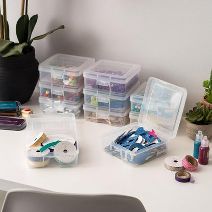 IRIS USA Pencil Case Boxes - 10-Pack Clear Plastic Organizing Containers with Snap Lid for Crafts & Stickers