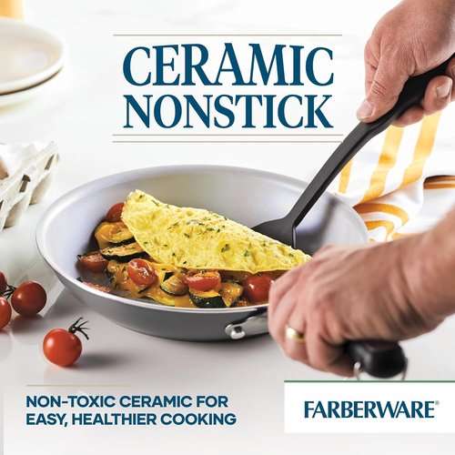 Farberware EcoAdvantage Ceramic Nonstick Cookware Set | 13-Piece Gray Pots and Pans