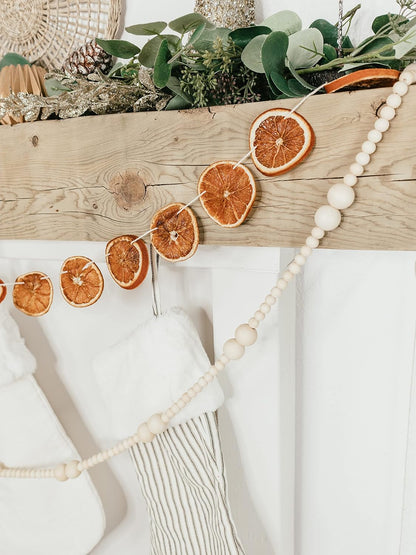 Skiennix 7ft Wooden Bead Garland - Rustic Holiday Decor for Christmas Tree | Natural Wood 2-Ball Design