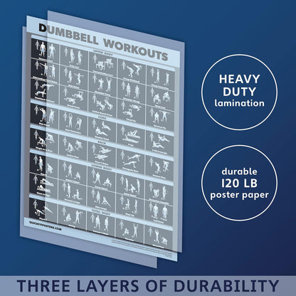 Palace Learning Dumbbell Workout Exercise Poster - Laminated, Dark | 18" x 24" Size