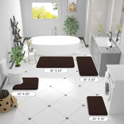 OLANLY Large Bath Rugs - Extra Soft Chenille with Quick-Dry Rubber Backing | 45x27 Inches, Brown