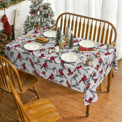 Horaldaily Christmas Tablecloth 60 x 104 Inches - Red Birds & Branch Rectangular