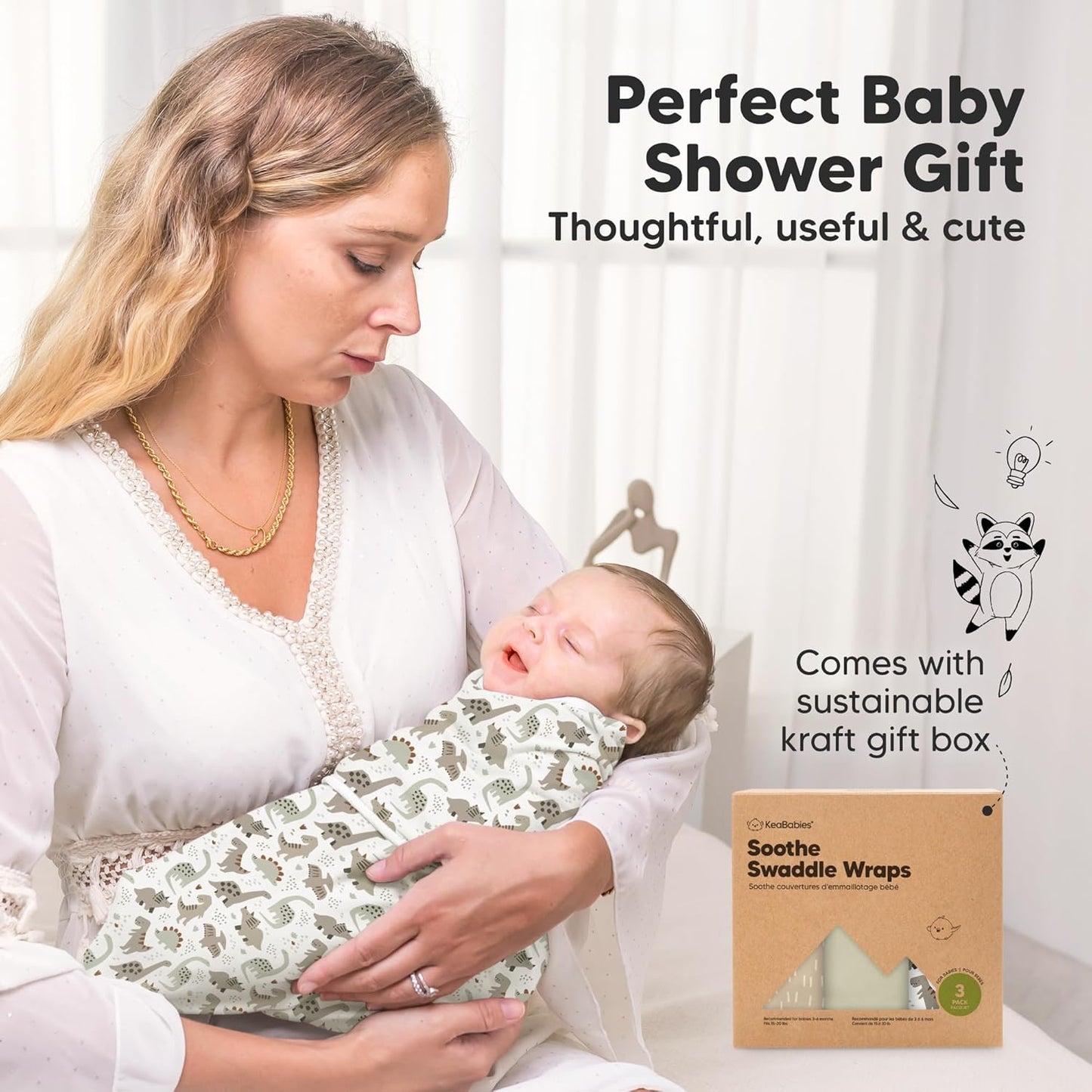 Organic Baby Swaddle Sleep Sacks by [Brand Name] - Soft & Snug for Newborns 3-6 Months | Dino Ridge, Size L