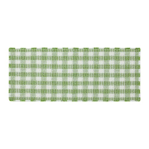 TYUU Waffle Bath Mat, Boho Bathroom Rugs Non Slip Washable Absorbent Checkered Bathroom Mat Quick Dry Cute Bath Mat, 48"x24" Green and White