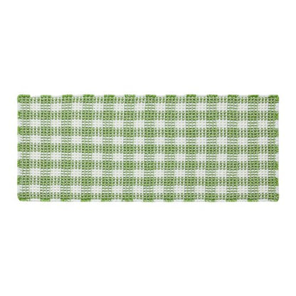 TYUU Waffle Bath Mat, Boho Bathroom Rugs Non Slip Washable Absorbent Checkered Bathroom Mat Quick Dry Cute Bath Mat, 48"x24" Green and White