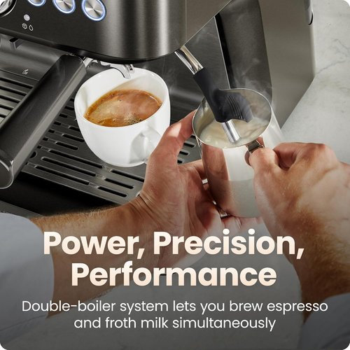 Chefman Crema Deluxe Espresso Machine - Double Boiler & Milk Frother | Professional Coffee Maker with Grinder & 30 Grind Settings