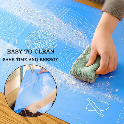 Skiennix Silicone Baking Mat - Non-Stick & Non-Slip Dough Rolling Sheet with Measurements | 19.7" x 15.7" - Blue