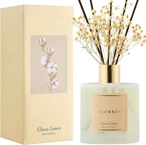 COCORRÍNA Reed Diffuser - Clean Linen Scented Diffuser with 8 Sticks | 17 Fl. Oz for Home Decor