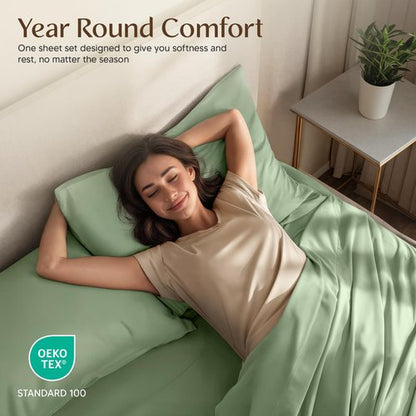 Utopia Bedding King Sheet Set – 4 Piece Bed Sheets for King Size Bed, Soft and Breathable Microfiber, Includes 1 Fitted Sheet, 1 Flat Sheet and 2 Pillowcases (Sage)