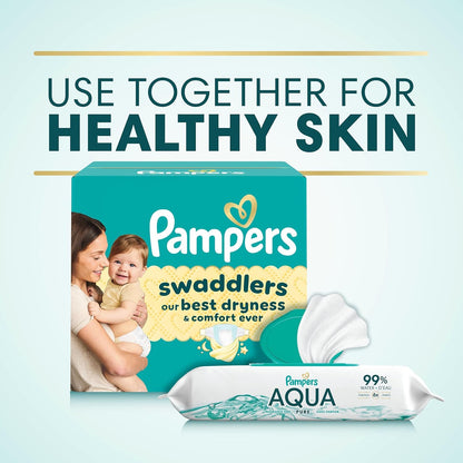 Pampers Aqua Pure Baby Wipes - 99% Water, Fragrance-Free, 672 Total Wipes (12 Flip-Top Packs)