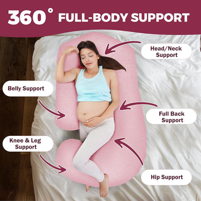 PILLANI Pregnancy Pillow - V C U Shaped 57-Inch Full Body Support for Maternity Comfort & Cooling