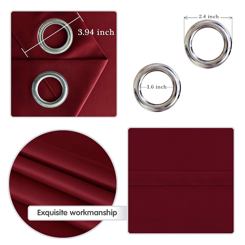 DWCN Burgundy 8.3ft W x 7ft H Privacy Room Divider Curtain Panel with Grommets - 100% Polyester, Blackout Thermal Partition for Patio Door, Living Room, Bedroom (Variation Burgundy+100"W x 84"L)