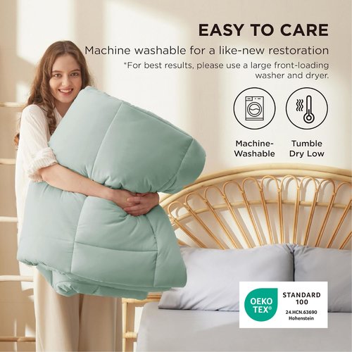 Bedsure Comforter Duvet Insert - Quilted Comforters Twin XL Size, All Season Duvet, GentleSoft Down Alternative Bedding Blanket, with 8 Tabs, Gifts for Women/Men, Sage Green, Twin XL 92 x 68 Inches