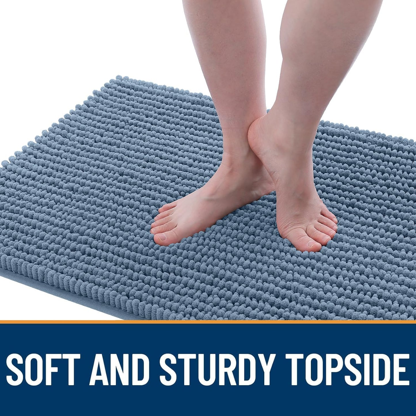 OLANLY Dog Door Mat - Ultra Absorbent Chenille Mud Doormat | Non-Slip & Washable 24x16, Airy Blue